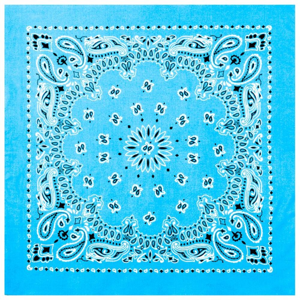 Bandana Face Mask Cover Head Wrap Scarf 100% Cotton Paisley Light Blue